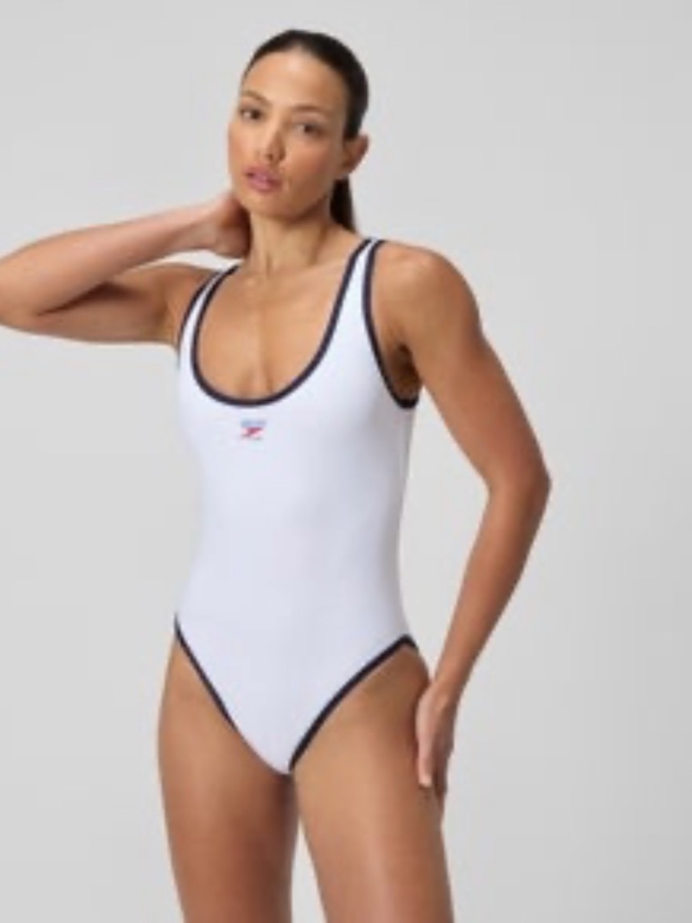 Speedo Jetstream Solid Bound Scoop One Piece White Small